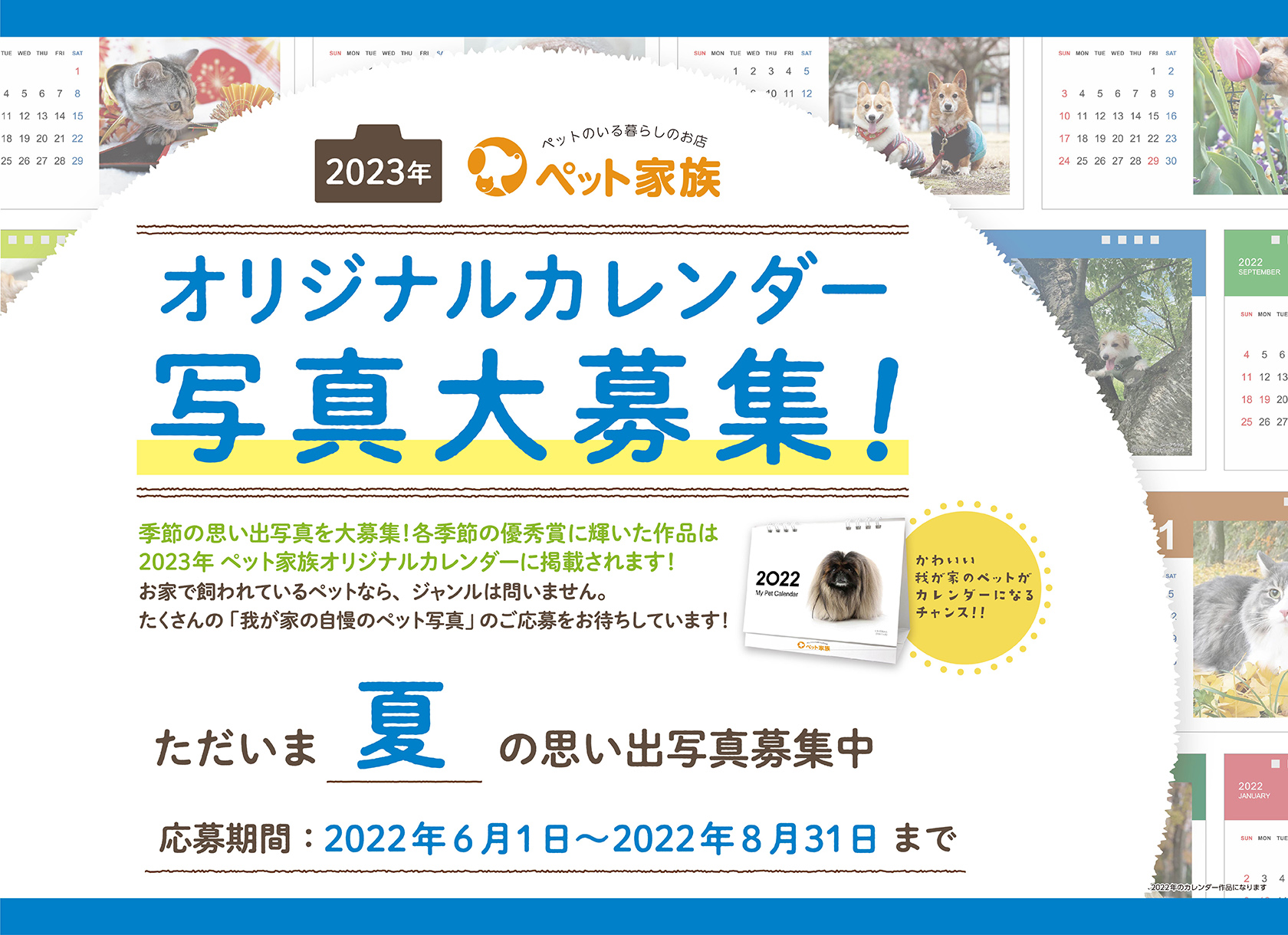 2023年 ペット家族 オリジナルカレンダー写真大募集！ | お知らせ | ペット家族 公式サイト