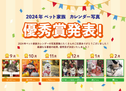 2024年ペット家族カレンダー写真優秀賞発表（9月～2月）！