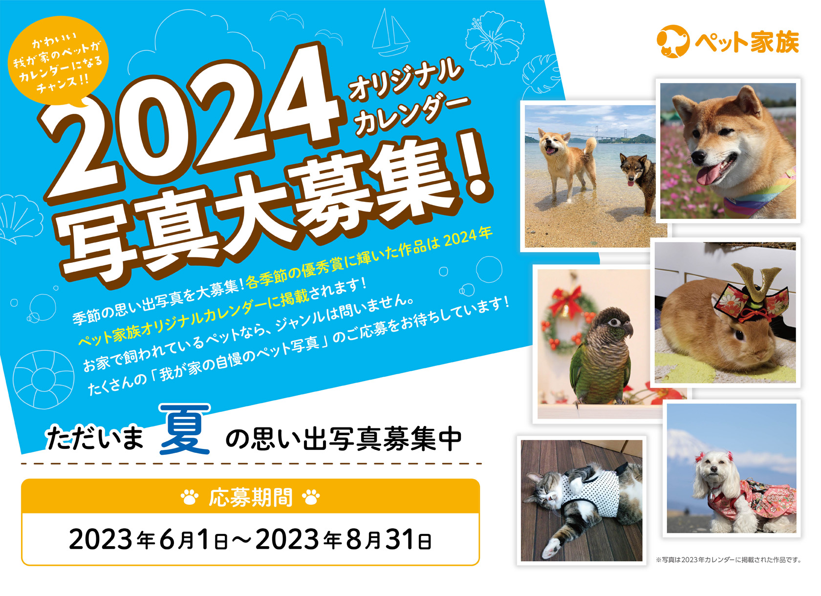 2024年 ペット家族 オリジナルカレンダー写真大募集!