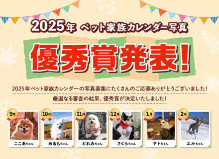 2025年ペット家族カレンダー写真優秀賞発表（9月～2月）！
