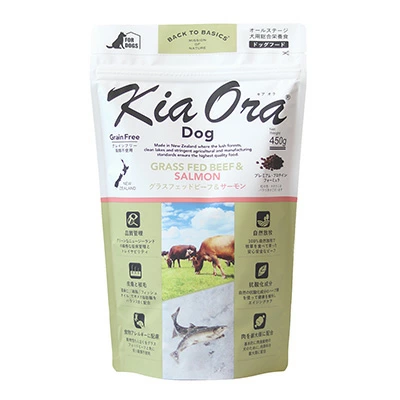 【Kia Ora】ドッグ グラスフェッドビーフ&サーモン 450g 